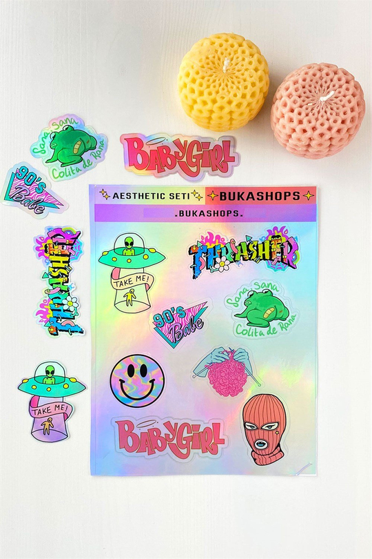 Hologramlı Aesthetic Sticker Seti 1