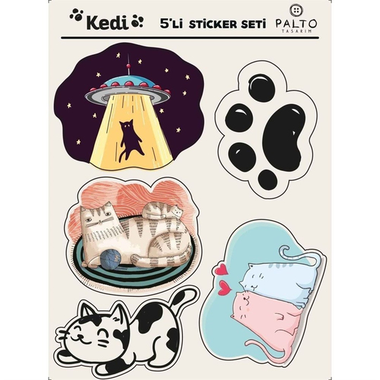 Kedi 5'li Sticker Seti
