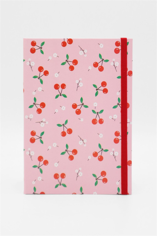 Kiraz Çiçekli Lastikli Defter