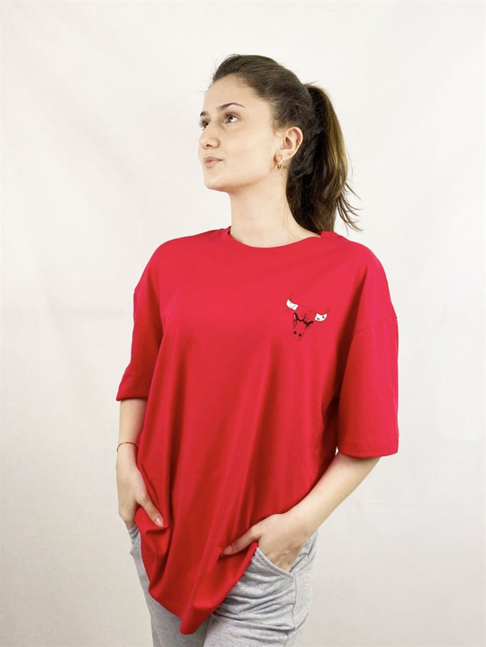 Kırmızı Chicago Bulls Oversize T-shirt