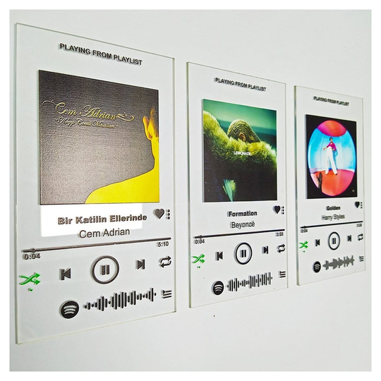 Kişiye Özel Tasarım - Spotify Plak Cam Baskı Yeni Nesil Plak
