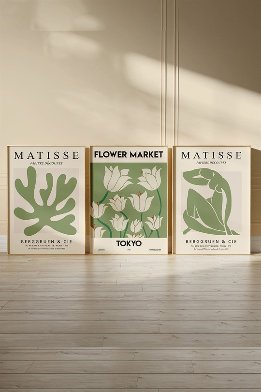 Matisse Flower Market 3'lü Tablo, Poster Seti - Çerçevesiz