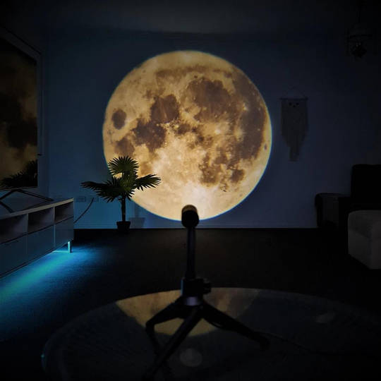 Moon Earth Projektör Lamba - Çift Lensli Ay ve Dünya 360 Dönebilen USB Gece Lambası