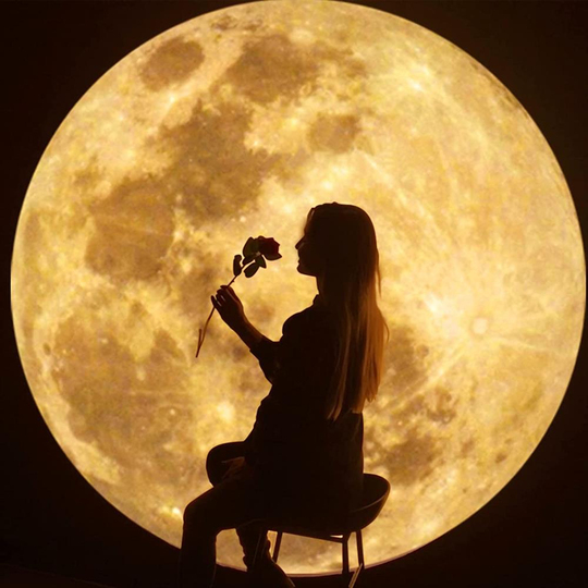 Moon Earth Projektör Lamba - Çift Lensli Ay ve Dünya 360 Dönebilen USB Gece Lambası
