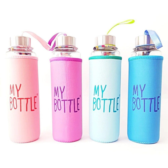 My Bottle Renkli Kılıflı Cam Matara 470 ml