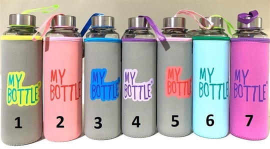 My Bottle Renkli Kılıflı Cam Matara 470 ml