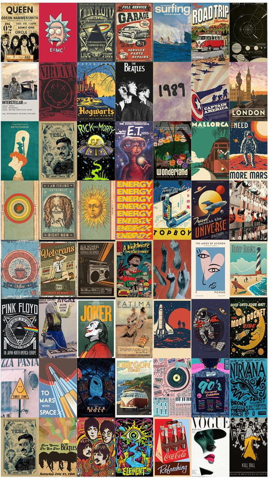 One Aesthetic Mixed Retro 110'lu Duvar Posteri Seti