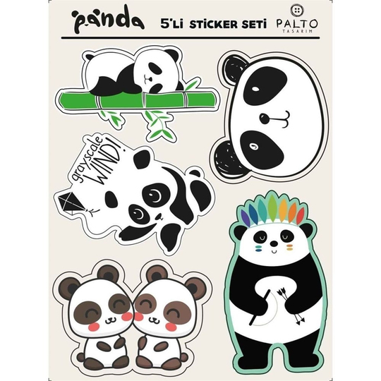 Panda 5'li Sticker Seti