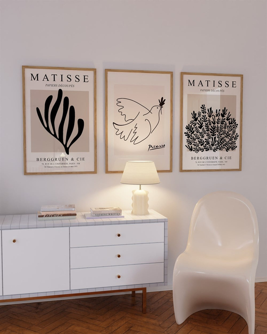 Papiers Picasso Matisse 3'lü Tablo, Poster Seti - Çerçevesiz