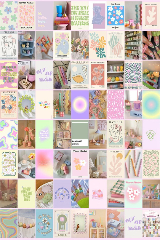 Pastel 70'li Duvar Posteri Seti