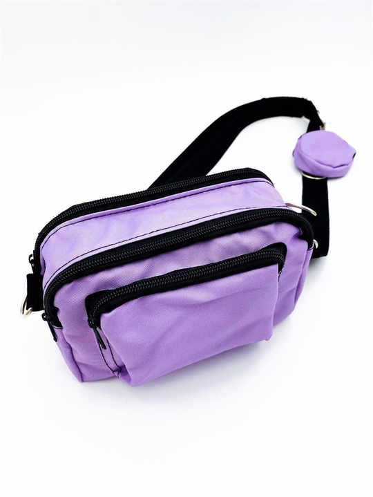Pastel Renk Lila Cüzdanlı Çapraz Çanta