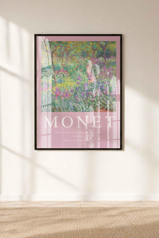 Pastel Tonlarda Monet Galeri Duvarı Seti 3'lü Çerçeveli Renk Seçenekli
