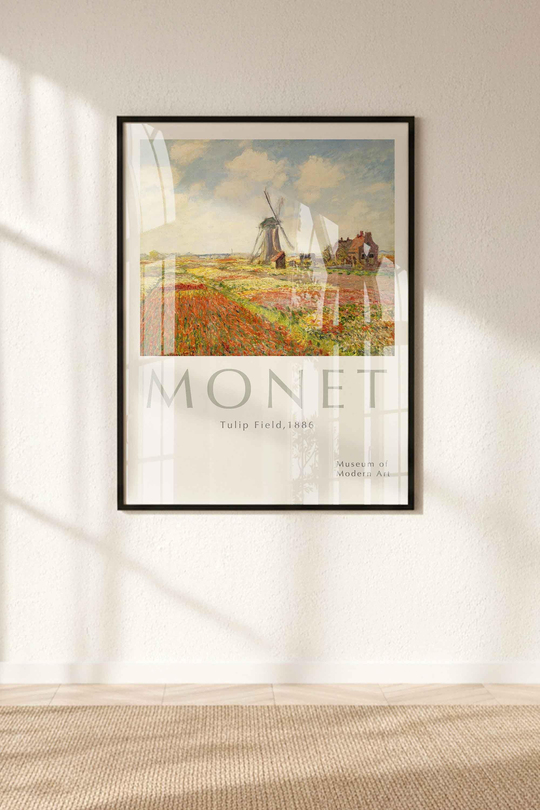 Pastel Tonlarda Monet Galeri Duvarı Seti 3'lü Çerçeveli Renk Seçenekli