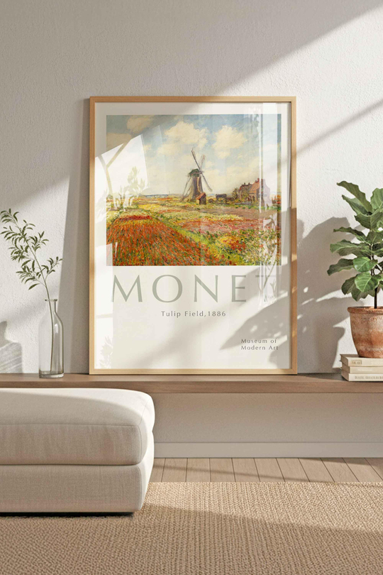 Pastel Tonlarda Monet Galeri Duvarı Seti 3'lü Çerçeveli Renk Seçenekli
