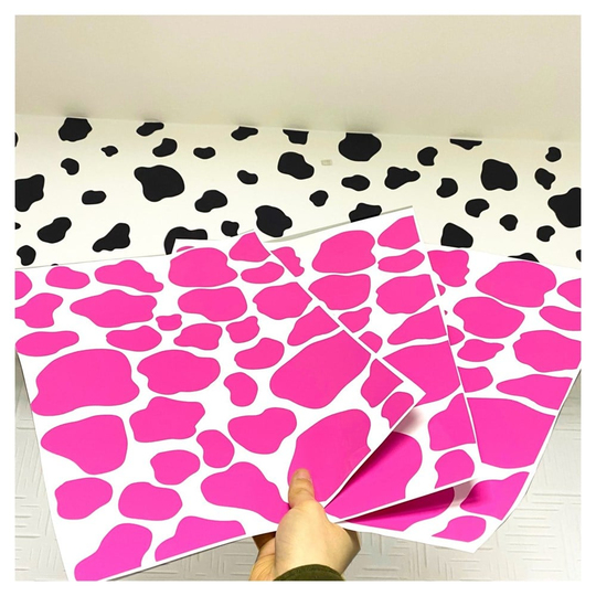 Pembe İnek Desen Duvar - Kapı stickerı