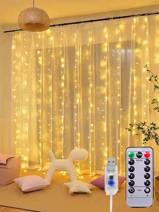 Perde Led Işık Kumandalı 300 Ledli 3 X 3 Metre Usb'li 8 Animasyonlu