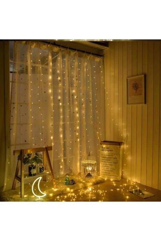 Perde Led Işık Kumandalı 300 Ledli 3 X 3 Metre Usb'li 8 Animasyonlu