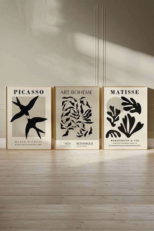 Picasso Art Boheme Matisse 3'lü Tablo, Poster Seti - Çerçevesiz