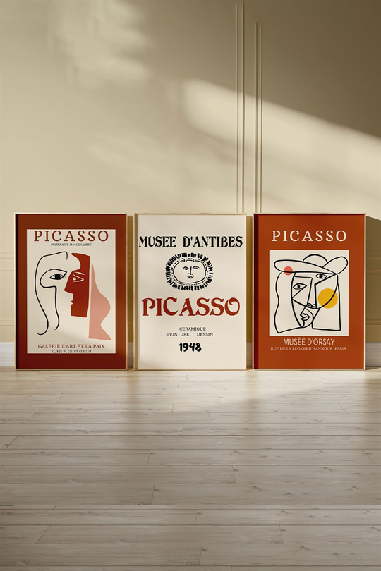 Picasso Musee Dantibes 3'lü Tablo, Poster Seti - Çerçevesiz