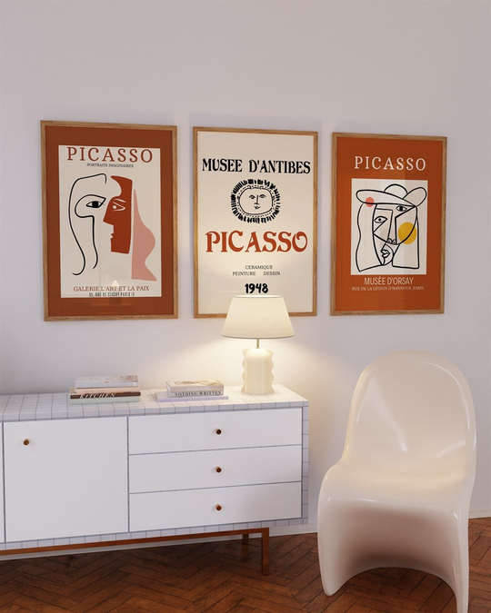 Picasso Musee Dantibes 3'lü Tablo, Poster Seti - Çerçevesiz