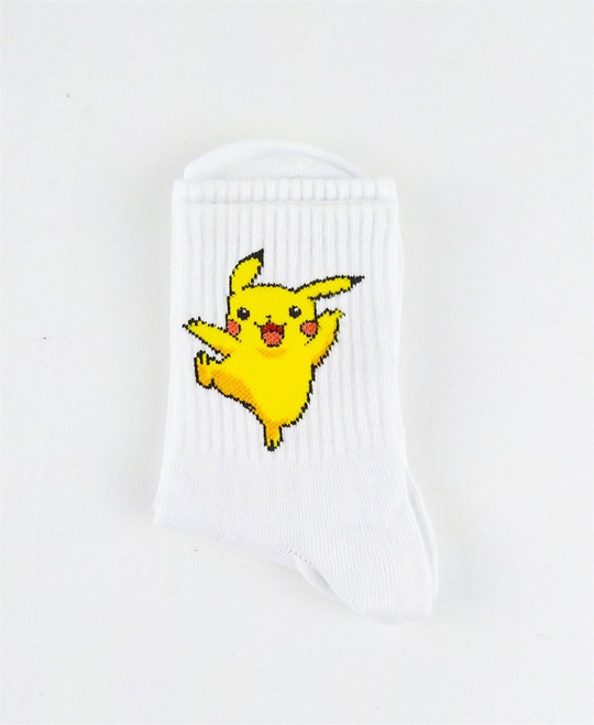 Pikachu Beyaz Çorap