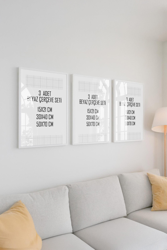 Premium Beyaz Tablo & Fotoğraf Çerçevesi 3'lü Set (Boyut Seçenekli)