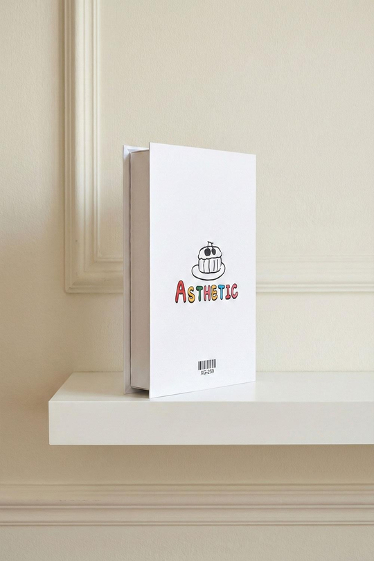 Renkli 'Aesthetic' Temalı Modern Dekoratif Kitap Kutu - Kolaj Desenli ve Yazılı Gizli Saklama Kutusu - Genç Odası Dekoru