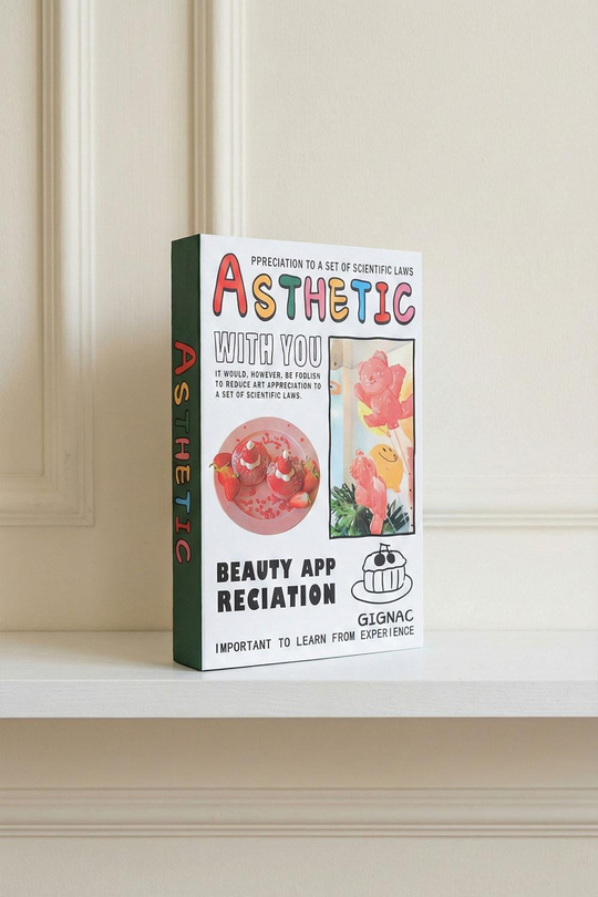 Renkli 'Aesthetic' Temalı Modern Dekoratif Kitap Kutu - Kolaj Desenli ve Yazılı Gizli Saklama Kutusu - Genç Odası Dekoru