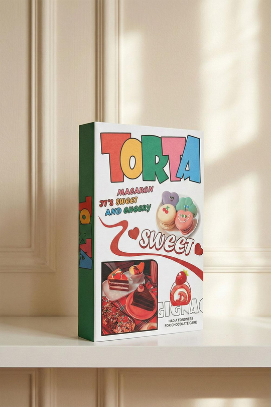 Renkli Torta ve Makaron Temalı Dekoratif Kitap Kutu - 'Sweet' Yazılı ve Pastalı Gizli Saklama Kutusu - Mutfak ve Cafe Dekoru