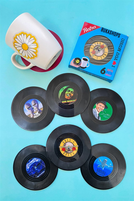 Retro Siyah Plak Bardak Altlığı Magnet