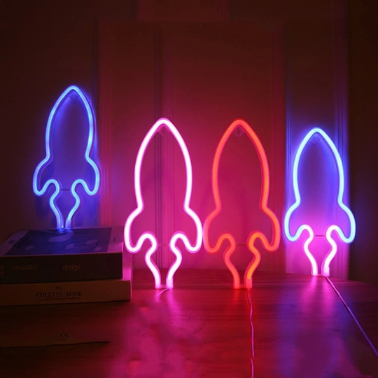 Roket Neon Duvar Dekoru