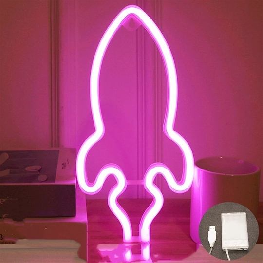 Roket Neon Duvar Dekoru