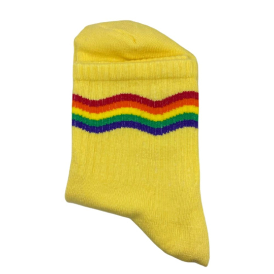Sarı Rainbow Çizgili Çorap