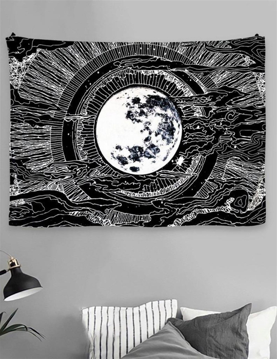 Siyah Beyaz Dolunay Duvar Halısı 70x90 cm