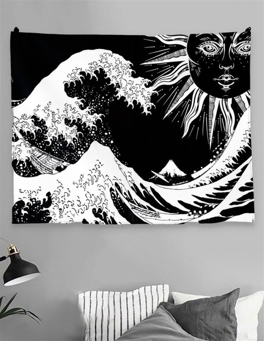 Siyah Dalga Güneş Duvar Halısı 70x90 cm