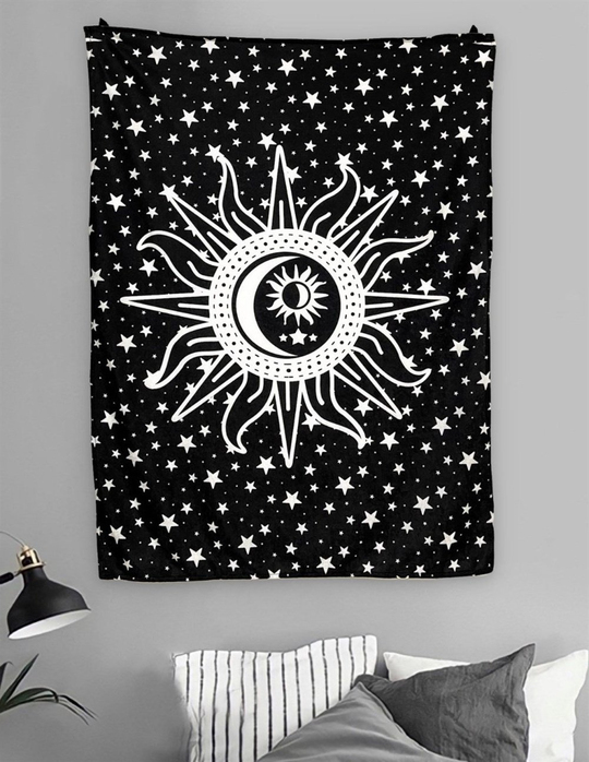 Siyah Güneş Çizim Duvar Halısı 70x100 cm