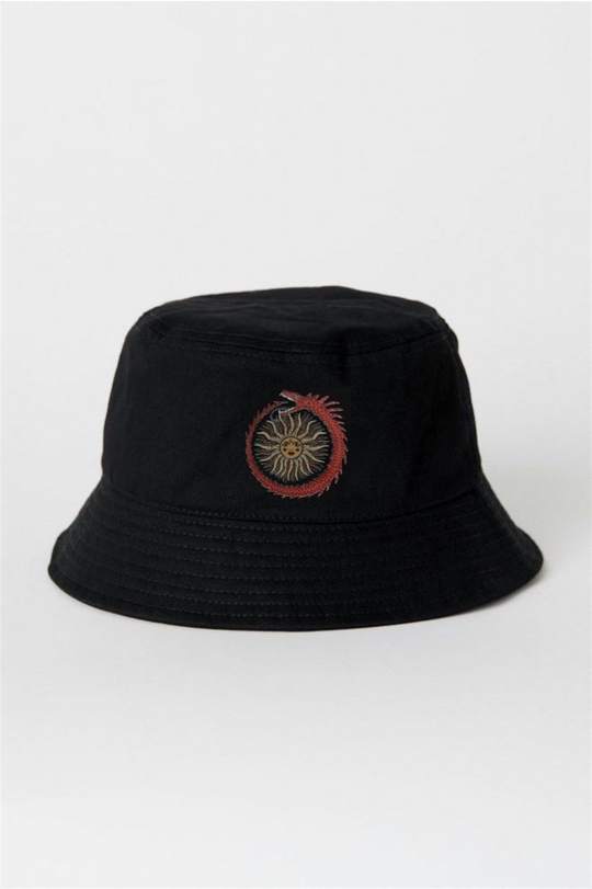 Siyah Güneş Kız/Ejderha Balıkçı Şapka Bucket Hat