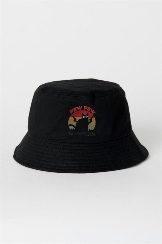 Siyah Madafakas Balıkçı Şapka Bucket Hat