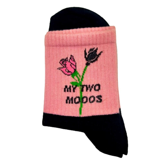 Siyah Pembe Gül Çorap