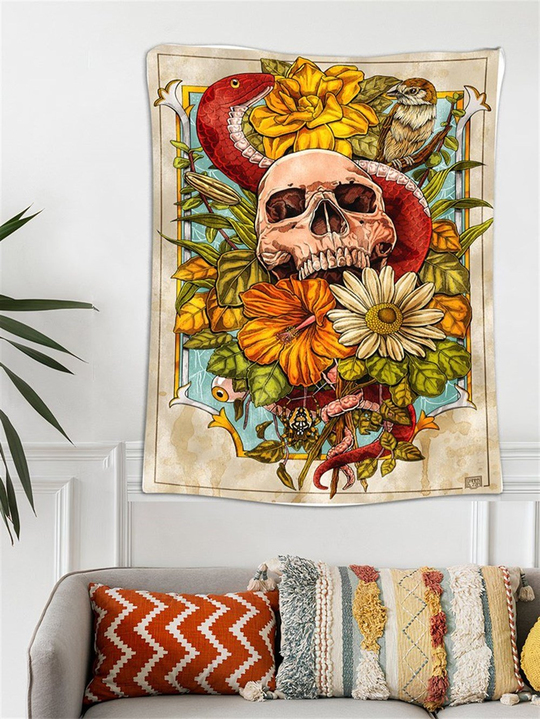 Skull Kadife Duvar Halısı 70x100 cm