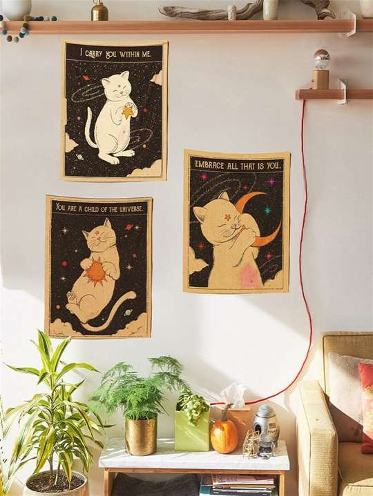 Space Cat 3 'lü Duvar Halısı Seti