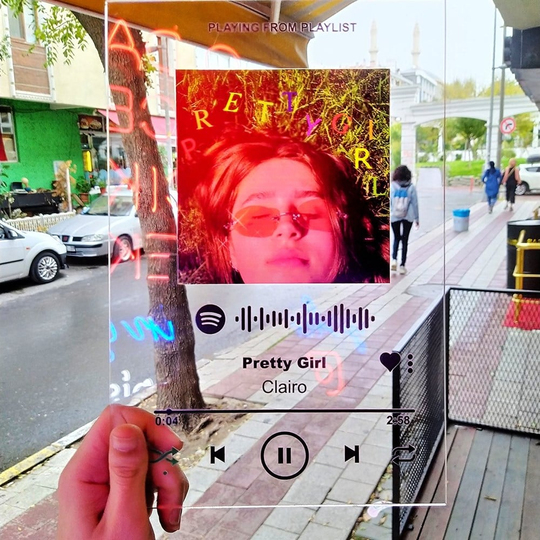 Spotify Plak Cam Baskı Dev Boy 30x21 Cm - Kişiye Özel Tasarım