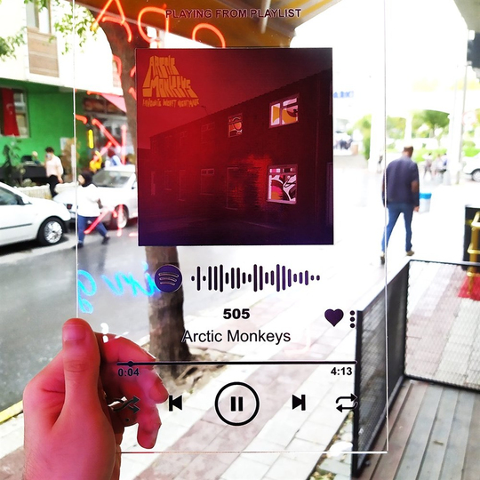Spotify Plak Cam Baskı Dev Boy 30x21 Cm - Kişiye Özel Tasarım