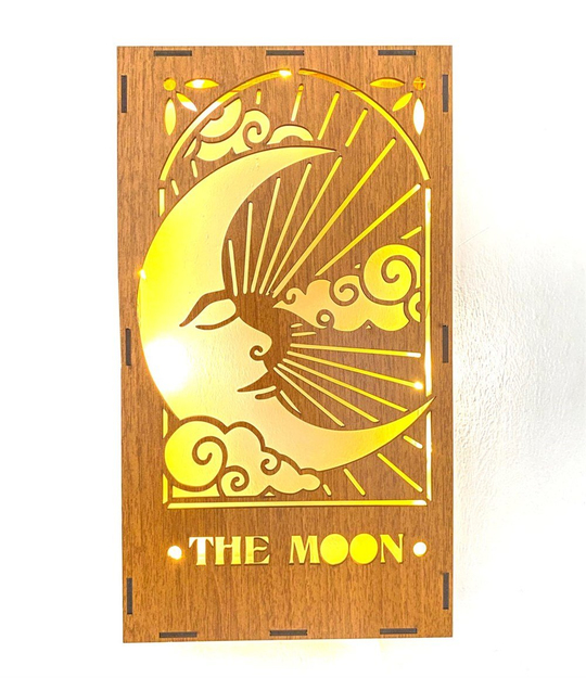 The Moon Ledli Ahşap Duvar Dekoru