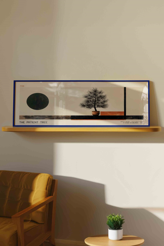 The Patient Tree Zen Bonsai Minimalist Panoramik Çerçeveli Tablo