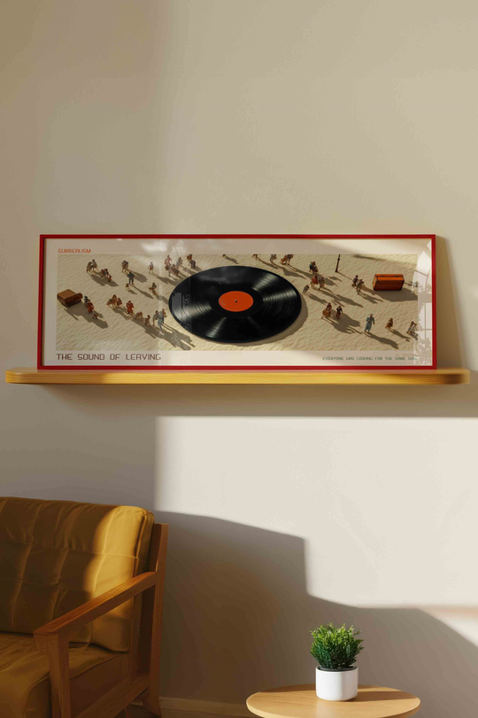 The Sound of Leaving Vinil Plak Sürrealist Panoramik Çerçeveli Tablo