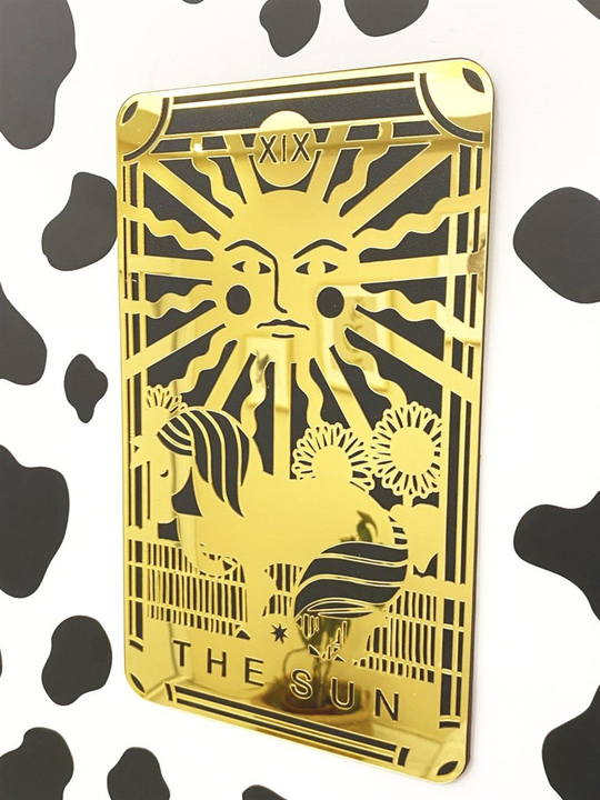 The Sun Ayna / Siyah Ahşap Üstü Gold