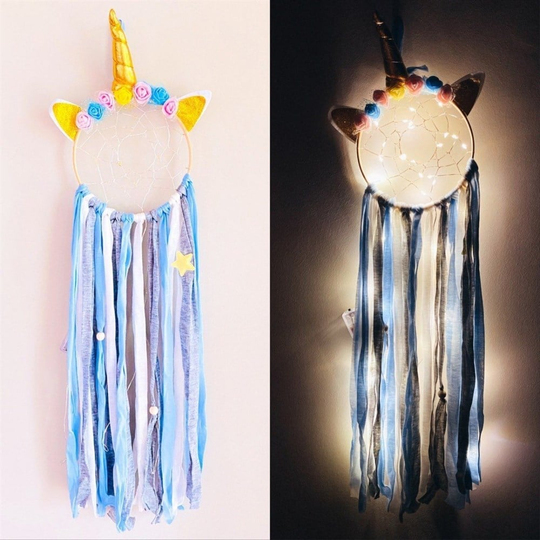 Unicorn Mavi Sarı Işıklı Düş Kapanı