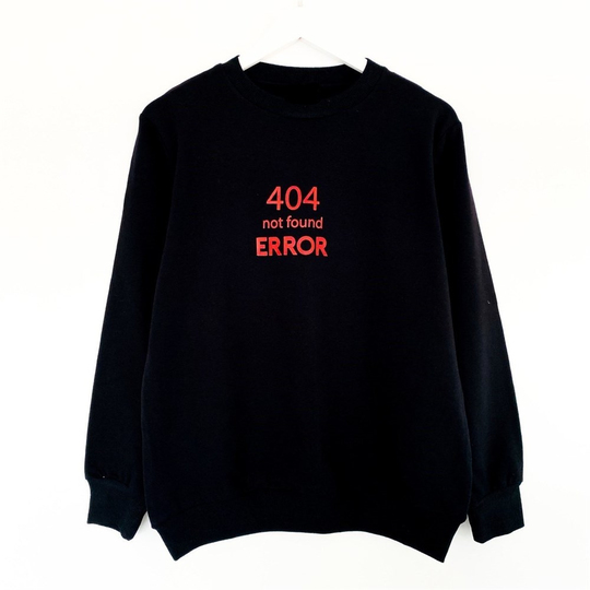 Unisex Siyah 404 Not Error Sweatshirt