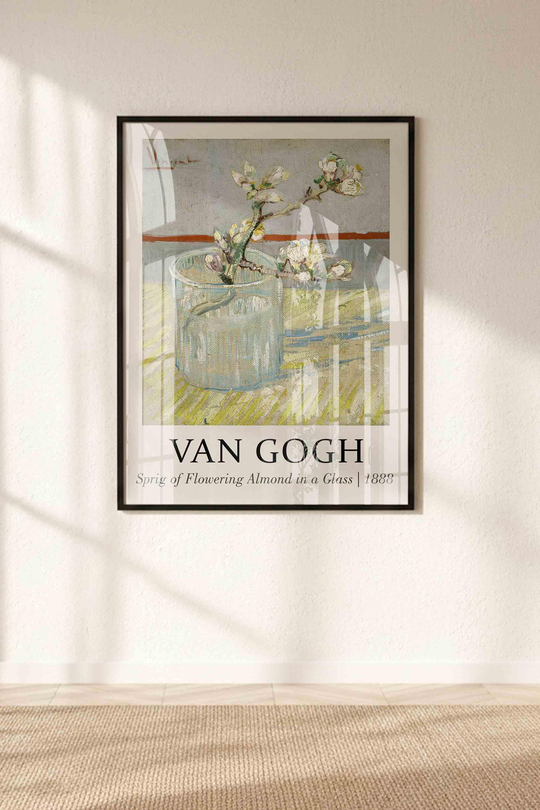 Van Gogh Badem Çiçeği Serisi 3'lü Tablo Seti Çerçeveli Renk Seçenekli